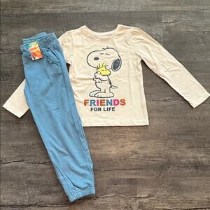 365 Kids from Garanimals‎ + Peanuts Snoopy Graphic Tee & Blue Jogger Pant Set